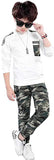 6 x Brand New LOLANTA Boys Teen White Long Sleeve T-Shirt Camouflage Pants, 2-Piece Clothing Sets for Kids, White, Label Size 110 - RRP €197.88