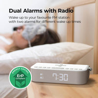 1 x RAW Customer Returns i-box Wireless Charging Alarm Clock, Bedside Clock Radio Stereo Bluetooth Speaker, QI Wireless Charging with USB Charging Port, Dual Alarm, FM Radio - RRP €30.24