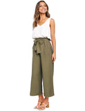 1 x RAW Customer Returns FANCYINN Women s 2 Piece Crop Pants Set with Wide Leg Wide Strap V-Neck Tank High Waist Cropped Paper Bag Pants with Belt Olive Green M - RRP €34.25