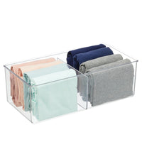 1 x Brand New mDesign storage box with 2 compartments practical closet box for the bedroom ideal organizer for clothes and accessories made of BPA-free plastic transparent - RRP €16.2