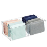 2 x Brand New mDesign storage box with 2 compartments practical closet box for the bedroom ideal organizer for clothes and accessories made of BPA-free plastic transparent - RRP €32.4