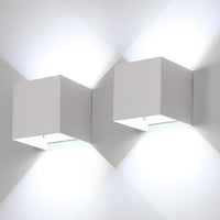 1 x RAW Customer Returns Pieces Outdoor Indoor LED Wall Light, Modern White Wall Lamp 6W Waterproof IP65 Wall Lamp, Square Aluminum Up Down Adjustable Design, Easy to Install - RRP €37.85