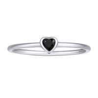 1 x RAW Customer Returns FOCALOOK 925 Silver Wedding Ring Promise Ring for Women Solitaire Ring with Black Heart Zirconia Wedding Ring Engagement Ring Jewelry for Birthday Size 54 17.2  - RRP €24.49