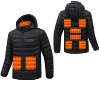 1 x RAW Customer Returns Monave Heated Down Jacket for Men Women, Heated Jacket with 9 Carbon Fiber Heating Pads, 3 Temperature Levels for Motorcycle, Fishing, Skiing, Outdoor Activities, Black, Black, M - RRP €38.75