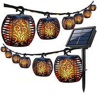 1 x RAW Customer Returns highsam Solar Fairy Lights Lanterns for Outdoors, Lighting with Flame LED Garden Lighting, Waterproof Solar Lights for Garden, Balcony, Party, Halloween Decoration-Auto On Off 10 Lanterns  - RRP €27.22