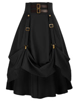 1 x RAW Customer Returns Vintage Ladies Women Gothic Cosplay High Waist Buckle Strap Pirate Skirt Black M - RRP €49.99