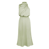 1 x RAW Customer Returns Odizli Women s Elegant Sleeveless Satin Summer Wedding Evening Dress Light Green L - RRP €49.99