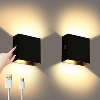 1 x RAW Customer Returns Lightess LED wall light indoor wall lamp battery without power connection wireless wall lamp touch dimming magnetic wall lights infinite dimming for bedroom living room 2 pieces black warm white - RRP €48.14