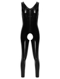 1 x RAW Customer Returns AIEOE Men s Wetlook Overall with Open Crotch Men s Sexy Bodysuit for Club Show Black 03 Manufacturer Size 7XL EU Size 2XL - RRP €29.99