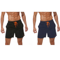 1 x RAW Customer Returns Tansozer Swim Shorts Men Swimming Trunks Shorts Short Pants Men Quick-drying Swimming Shorts Men Boardshorts with Drawstring Black and Dark Blue S - RRP €40.33