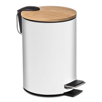 3 x RAW Customer Returns TIENDA EURASIA - Metal wastepaper basket with bamboo lid, 3L, 17 x 22.5 x 23.5 cm, small trash can with pedal, carrying handle for metal, bamboo, for bathroom, kitchen or desk black - RRP €60.72