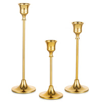 1 x RAW Customer Returns Sziqiqi Candlestick Gold Set of 3 Candlesticks for Taper Candles, Candle Holder Candlestick Made of Brass Metal Candle Holder for Christmas Table Decoration Dining Table Fireplace Mantelpiece Wedding Party - RRP €19.94