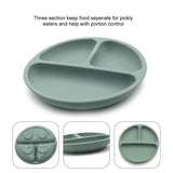 4 x Brand New ANTUREBAY Baby Plate with Suction Cup, Silicone Children s Plate with Spoon Fork Plate Non-Slip Toddler, Children s Tableware Set for Toddlers and Children Silicone Baby Plate with Compartments Gray  - RRP €74.8