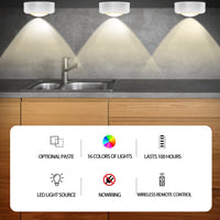 1 x RAW Customer Returns Under Unit Lights Wireless Cabinet Lighting RGB 16 Colors LED Night Light with Remote Control and Timing Function Dimmable Battery Operated Lights for All Cabinets 6 Packs White  - RRP €17.99