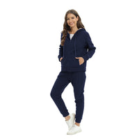 1 x RAW Customer Returns amropi Women s Tracksuit Fleece Hooded Jacket and Pants Winter Set L,Navy - RRP €51.99