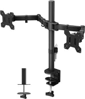 1 x RAW Customer Returns BONTEC monitor mount for 2 monitors for 13-27 inch flat curved screens, monitor desk mount, height adjustable, tiltable, swivelable, rotatable, 10 kg per arm, VESA 75x75 100x100, black - RRP €55.99