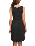 1 x RAW Customer Returns AUSELILY Women s Sleeveless Pleated Loose Swing Dress with Knee-Length Pockets Black, S  - RRP €25.3