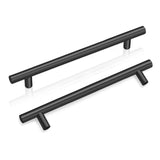 1 x RAW Customer Returns PinLin 15 pieces cabinet handles with hole center 160 mm stainless steel kitchen cabinet handles flat black cupboard door handles T-bar drawer pull handles with screws - RRP €23.17