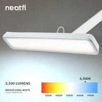 1 x RAW Customer Returns Neatfi New Model XL LED Table Lamp, 2,500 Lumens, 6500K, 30W, 162 SMD LEDs, 56cm Wide Lamp, Dimmable, Professional Grade Work Lamp Non-CCT with Clamp, White  - RRP €146.33