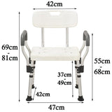 1 x RAW Customer Returns ybaymy shower stool for seniors Height adjustable 37-49cm shower chair with armrests and backrest load capacity 125kg shower seat bathroom stool for seniors, people, pregnant women - RRP €50.41