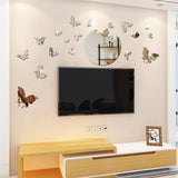 1 x RAW Customer Returns Shackcom Mirror Wall Stickers 18 Pack 3D Butterflies DIY Silver Acrylic Wall Sticker Self Adhesive Mirror for Living Room Bedroom Bathroom Wall - RRP €20.4