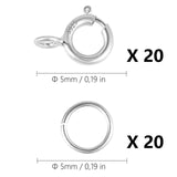 2 x Brand New Sterling silver 925 chain clasp spring clasps, pack of 20 bracelet clasps, silver spring buckle with open jump rings, chain clasps for DIY bracelet necklace jewelry making - RRP €25.16