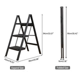 1 x RAW Customer Returns BAOYOUNI Step Ladder 3 Steps Foldable Household Ladder Non-Slip Step Ladder 20 cm Wide Steps Folding Step Load Capacity up to 330lbs, for Kitchen, Home, Office, Garage, DIY Painting, Black - RRP €90.74