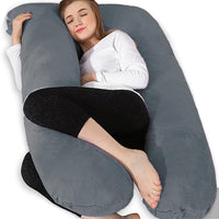 1 x RAW Customer Returns Chilling Home pregnancy pillow, U shape side sleeper pillow with cover U pillow nursing pillow large positioning pillow, pillow for women and side sleepers black blue  - RRP €45.17