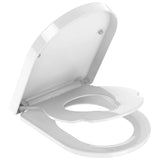 1 x RAW Customer Returns Foonii toilet seat, toilet lid with child seat, D-shaped family toilet seat with automatic lowering and easy-clean function, easy installation, white toilet lid, PP 450 360mm  - RRP €35.89