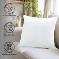 1 x RAW Customer Returns Encasa Homes Velvet Cushion Covers - Set of 2 45x45 cm - White - Plain Dyed, Soft Smooth, Washable, Square, Large Throw Pillow Cover for Couch, Sofa, Chair, Bed and Living Area - RRP €15.35