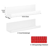 1 x RAW Customer Returns LOFTPLUS Wall Shelf Without Drilling Floating Shelf - Set of 2 White Acrylic Wall Shelf for Books and Photos, Home Decoration Wall Shelf for Kitchen, Bathroom, Office, Living Room 32x10x8cm  - RRP €26.38