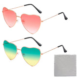 1 x Brand New Heart-shaped sunglasses, heart-shaped glasses, funny party glasses, heart sunglasses, heart glasses sunglasses, funny sunglasses, colorful sunglasses, sunglasses, with cleaning cloth, pink green, 2 pieces - RRP €6.04