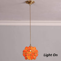 1 x RAW Customer Returns BIEYE L30749 Cherry Blossom Tiffany Style Stained Glass Ceiling Light with 21cm Wide Lampshade Orange  - RRP €98.5