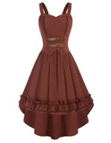 4 x Brand New SCARLET DARKNESS Medieval Dress for Women - High Low Hem with Ruffles - A-Line Dress, Rust, XL - RRP €146.48