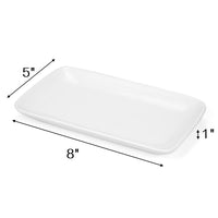 1 x RAW Customer Returns Foraineam Set of 8 Rectangular Porcelain Plates 8inch Serving Platter Porcelain Plates for Dessert, Appetizers, Salad Plates, White Serving Trays, 20x12x2.5 cm - RRP €32.99