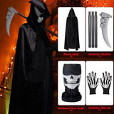 1 x Brand New Halloween Grim Reaper Costume Children, Reaper Costume, Grim Reaper Grim Reaper, Grim Reaper Children s Costume, Grim Reaper Halloween, Halloween Costume Set, Unisex Cape with Long Hood, Black Red Cape - RRP €18.14