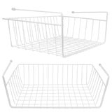 1 x RAW Customer Returns Tebery Lawei set of 2 hanging shelf baskets, metal hanging basket, cupboard basket, shelf for hanging, kitchen cupboard, wardrobe, under shelf, storage basket for kitchen, office, cupboard, bathroom - white - RRP €19.99