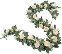 1 x RAW Customer Returns U Artlines Set of 2 4.0 m total Fake Rose Vine Garland Artificial Flowers Plants for Hotel Wedding Home Garden Craft Art Decoration Champagne  - RRP €21.17