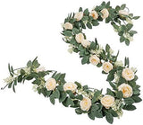 1 x RAW Customer Returns U Artlines Set of 2 4.0 m total Fake Rose Vine Garland Artificial Flowers Plants for Hotel Wedding Home Garden Craft Art Decoration Champagne  - RRP €21.99