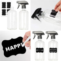 11 x Brand New Glass Bottle Spray Bottle Container Approx. 500ml BPA Free with Waterproof Label for Beauty Cleaning Garden Black Transparent - RRP €166.32