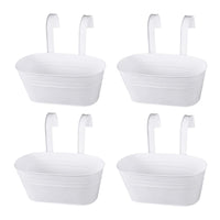 1 x RAW Customer Returns CIT TOILE set of 4 hanging flower pots made of metal, hanging pots balcony with drainage hole, white hanging pots with removable hook for balcony, fence, garden, wall - RRP €25.99