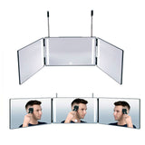 1 x RAW Customer Returns LED 360 Degree Mirror, 3 Way Mirror with Mounts, Adjustable Vanity Mirror for Bathroom Bedroom Makeup Shower Shaving Styling Cutting - RRP €31.75