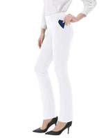 1 x RAW Customer Returns LaiEr Women s Dress Pants Belt Bows Stretch Work Pants Business Casual Straight Leg Yoga Bootcut Pants with Pockets White,Medium  - RRP €32.05