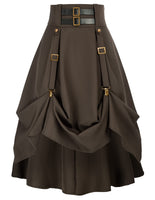 1 x RAW Customer Returns Medieval Women s Festive Party Club Steampunk with Buckle and Straps Skirt Coffee Brown L - RRP €36.34