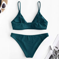 1 x RAW Customer Returns ZAFUL Women s 2 Piece Bikini Set Tropical Leaf Padded Bralette Swimsuit Dark Green, S-EU 36  - RRP €37.99