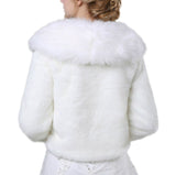 1 x RAW Customer Returns Icegrey Ivory Faux Fur Wedding Wrap Birdal Evening Party Bridesmaids Shawl Cape White - RRP €35.99