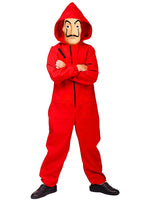 1 x RAW Customer Returns Complete costume House of Money Complete set series House of Money Red suit with hood children 6-10 years 140 cm original Dali mask Burglar OriginalCup  - RRP €29.5