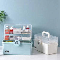 1 x RAW Customer Returns HGIFTHOMEH Multifunctional Medicine Cabinet with Storage Boxes and Organizer Perfect for Tools, Craft Materials and First Aid Equipment Plastic Storage Box Blue 30cm  - RRP €25.37