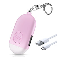 1 x RAW Customer Returns Personal Alarm Keychain, Rechargeable Pocket Alarm 130dB Loud Self Defense Siren with LED Lamp for Women Children Girls and Elderly Pink - RRP €11.09