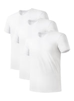 1 x RAW Customer Returns DAVID ARCHY Men s V-Neck Undershirts Made of Bamboo Fiber Short Sleeve 3 Pack Soft White Flexible Breathable Jersey - RRP €38.99